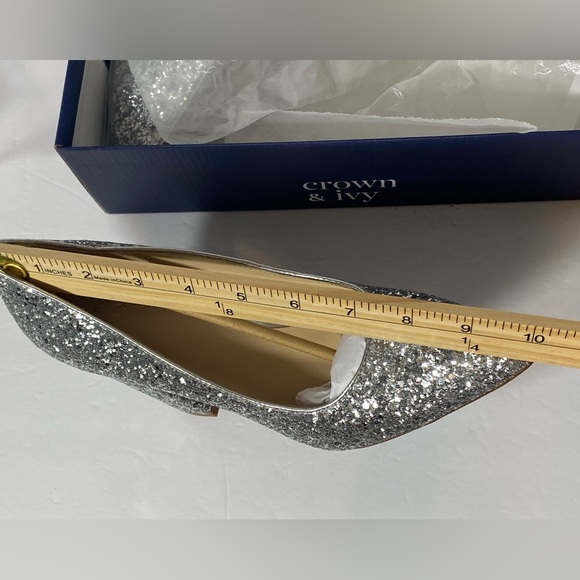 Women’s Crown & Ivy Silver Glitter Jazmin Dress Shoes Sz 8.5 - New in Box - Picture 8 of 10